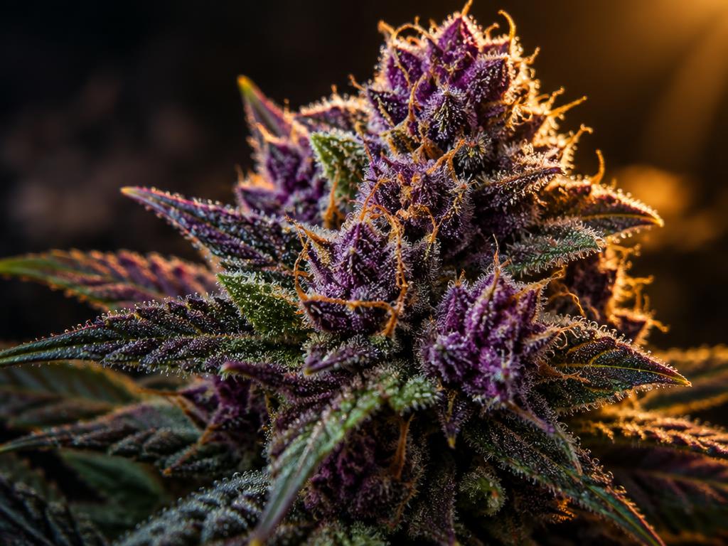 Close-up of purple cannabis buds