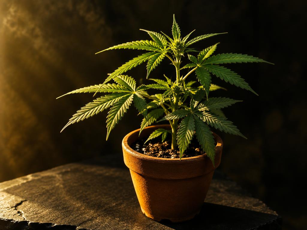 CBG cannabinoid concept with young cannabis plant