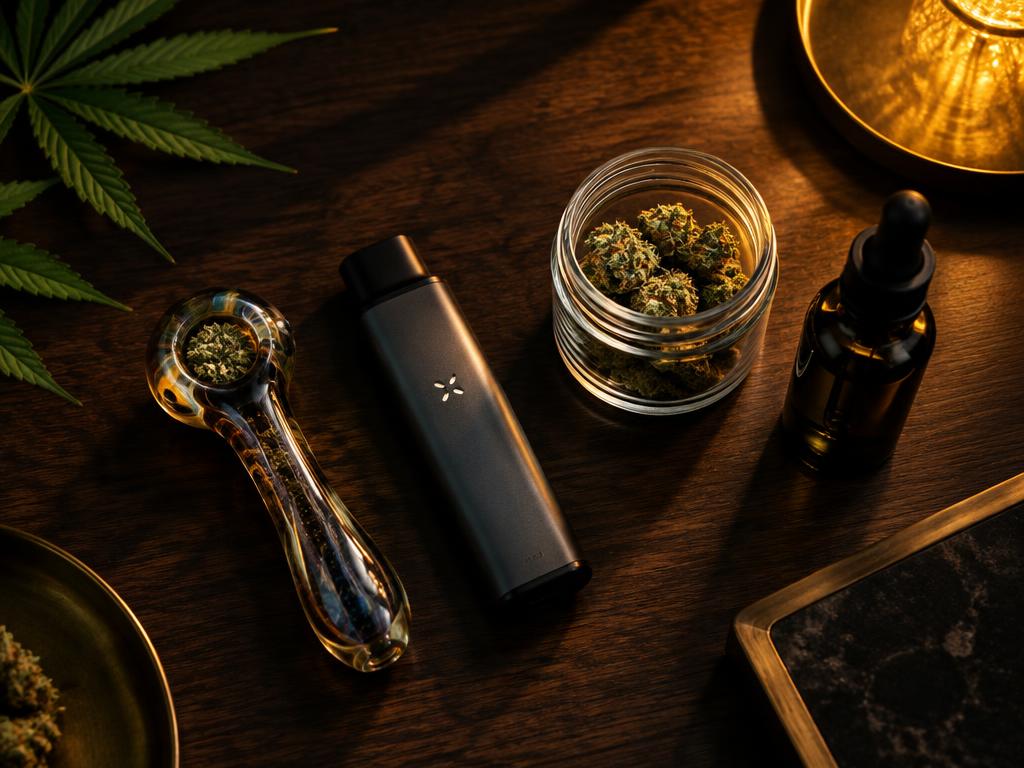 Different cannabis consumption methods, from flower to vapes